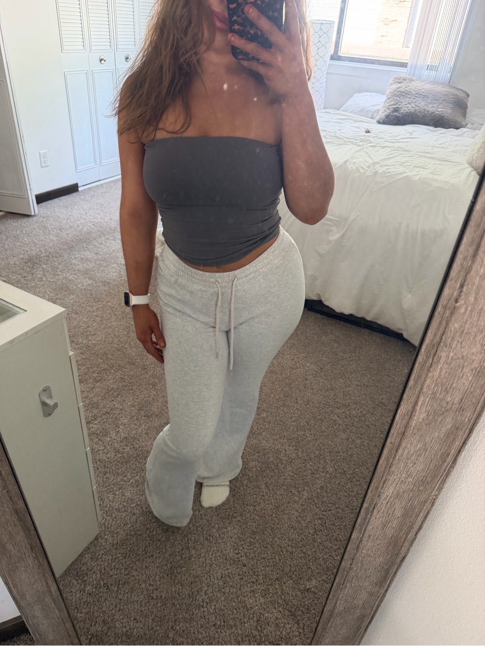 hollister gray ultra high rise flare sweatpants